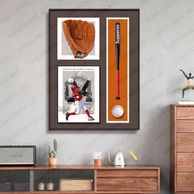 China Stylish Gallery Wall Sets Post-modern 3D Baseball Wall Hanging for Modern Living Room for sale