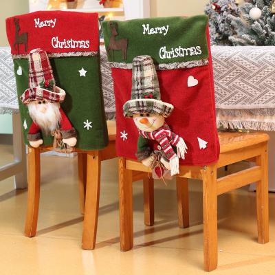 China 46*54cm Christmas Chair Back Decoration Santa Claus Chair Cover for Home and Parties for sale