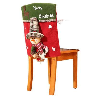 China Festive Santa Claus Chair Back Cover Perfect for Christmas Parties and Home Decorations for sale