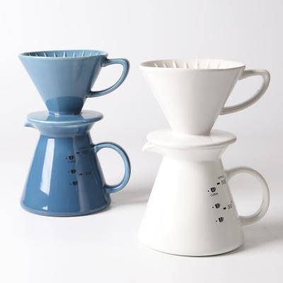 China Unique Design Style Coffee Tea Tools Blue and White Ceramic Pour over Coffee Dripper for sale