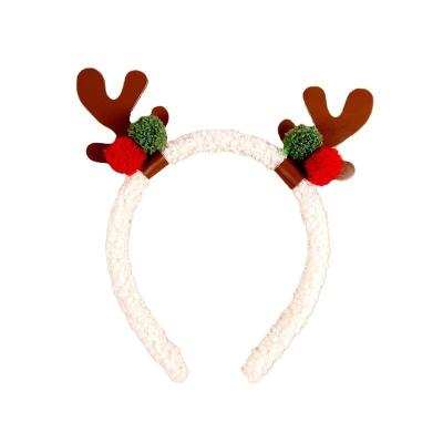 China Christmas Decor Fluff Antlers Headband Gold Cartoon Bell Accessories for Kids CF-VB301 for sale