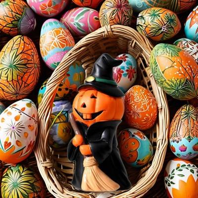 China Halloween Party Pumpkin Jar Design Fruit Flavored Hard Candy Lollipop Wall Decoration for sale