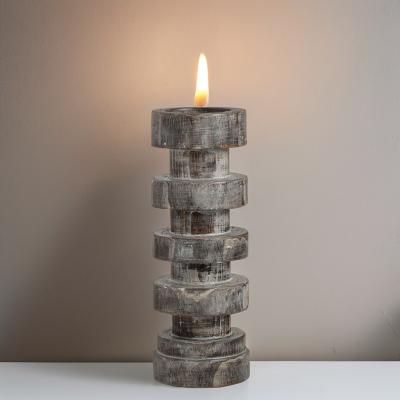 China Customized Logo Organic Handmade Marble Pillar Candle Holder for Home Party Decor for sale