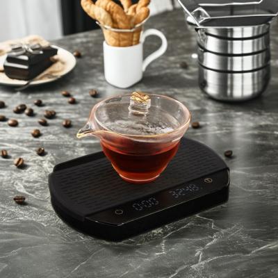 China 3000g Drip Coffee Scale 0.1g Electronic Coffee Weighing Scale with Tare and Timer Unit for sale