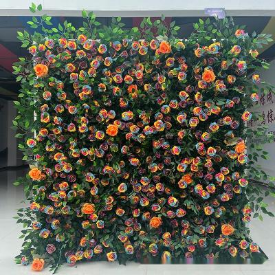 Chine Décoration de mariage en extérieur 3D Tissu mur de fleurs avec vert simulé Fleurs artificielles à vendre