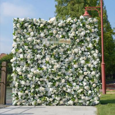 China Events Decoration 3D Cloth Floral Wall with Simulated Green Plants and Artificial Flowers for sale