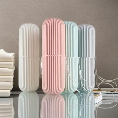 China 2024 Portable Travel Case Sustainable Hard Plastic Toothbrush and Toothpaste Holder for sale