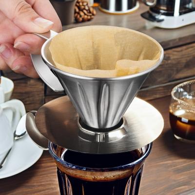 China Classic Home Brewing Stainless Steel Coffee Filter Holder with Stocked Dripper and Hand Mesh Surface Treatment for sale