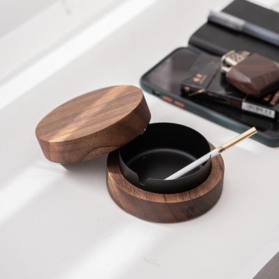 China Portable Stainless Steel Stand Wooden Metal Ashtray Customized for Eco-friendly Living for sale