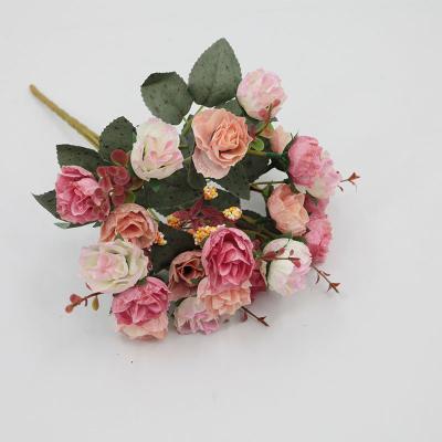 China Elegant 21-Diamond Roses Fall Bouquet Dry Artificial Flowers for Mother's Day Wedding and Christmas Decor for sale