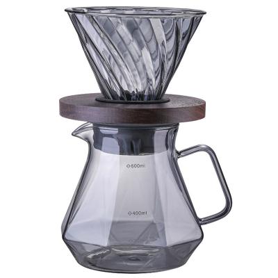 China PS Plastic Type Borosilicate Glass Coffee Pot for Heat-Resistant Pour over Server for sale