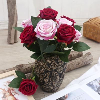 China Custom Artificial Single Velvet Rose for Mother's Day Events Decoration and Occasion for sale