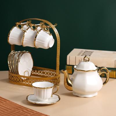 China Modern Fashionable Vintage Gold Porcelain Tea Set for Sustainable and Stylish Homes for sale