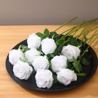 China 30cm Custom Red White Artificial Single Velvet Roses for Real Touch Events Decoration for sale