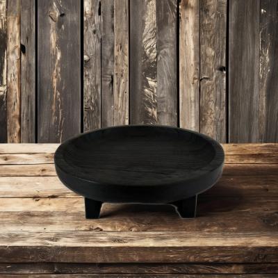 China Customizable Black Wooden Display Stand for Baking Dishes Pans in Natural Wood Color for sale