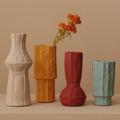 China Special-Shaped On-glazed Ceramic Vase in Modern Stylish Design for Weddings and Home for sale