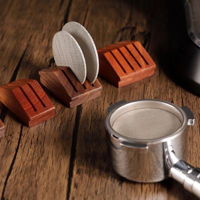 China 58mm Coffee Tea Tools Walnut Steel Espresso Tea Filter Holder with Silicone Screen for sale