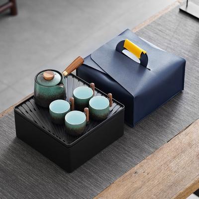 China Wooden Handle Porcelain Tea Set for Modern Luxury Kung Fu Style and Coffee Collection for sale