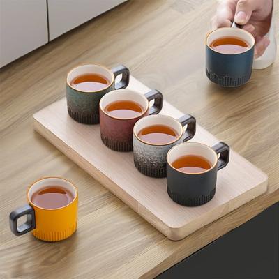 Cina Tazza da caffè in ceramica Nordic Compact 50 ml con design country e maniglia in legno in vendita