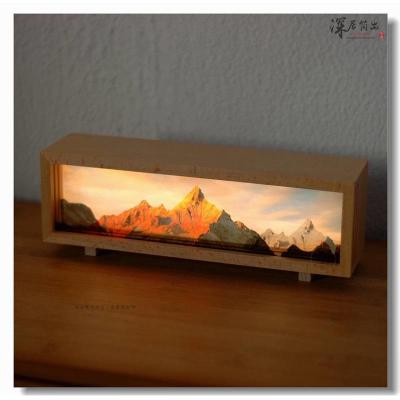 China Original Modern Style Decorative Sun Golden Mountain Night Light Rechargeable Printed Snowy Landscape Canvas Gift Lamp for sale