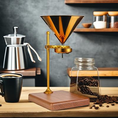 China Elegant Solid Wood Drip Station Food Grade Pour over Drip Stand with Copper Dripper for sale