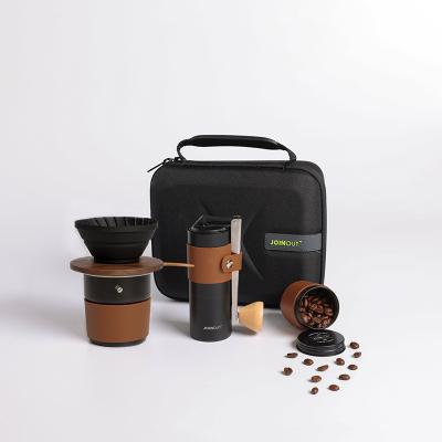 China Outdoor Portable Stainless Steel Manual Coffee Grinder Classic Outdoor Camping Travel Brewing Kit Includes Ceramic Filter Cup Pour for sale