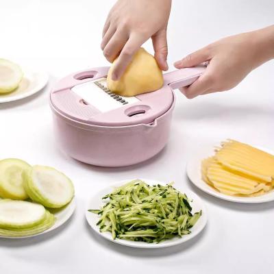 China Smart Sustainable Vegetable Chopper Manual Press Bamboo Fruit Bowl Cutter for Kitchen for sale