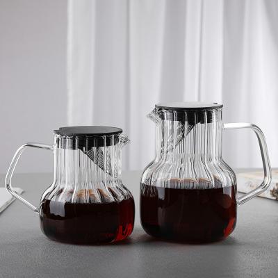 China Striped Wooden Lid Glass Kettle Perfect for High Temperature Resistant and Sustainable for sale