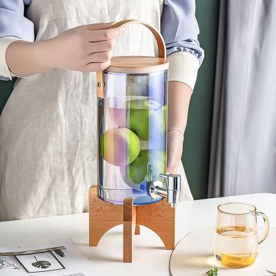 China End Glass Dispenser with Wooden Bracket and Faucet for Unisex Outdoor Activity Festivals for sale