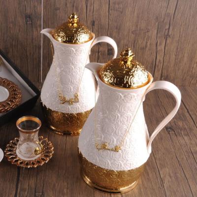 China Home Decor Glass Ceramic Creative Coffee Cup Saucer Pot Set with Europe Design Style for sale