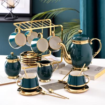 China European Style Ceramic Coffee Cup Sets with Luxury Gold Edge Electroplated Mug Gift Box for sale