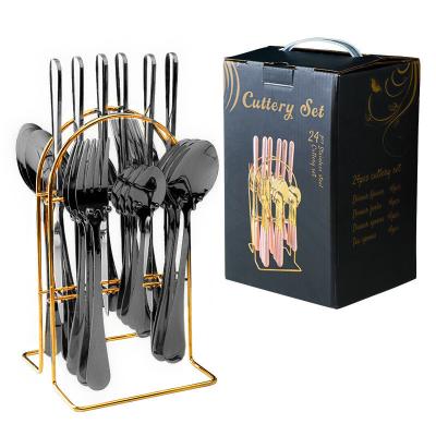 China 101 Stainless Steel Gold Cutlery Set Christmas Pack 24pcs Flatware for Tableware for sale