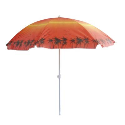 China Cheap Custom Outdoor UV Protection Parasol Beach Umbrella Cheap Palm Tree Printed UV Protection Parasol Beach Umbrella for sale