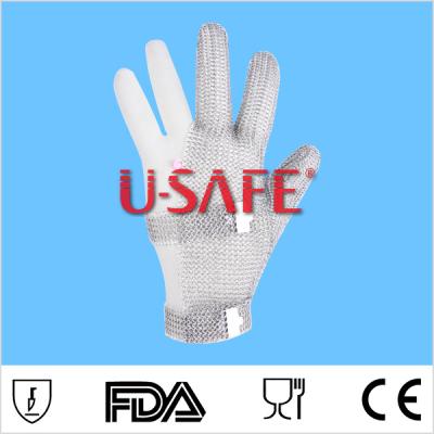 China Anti-cutting U-SAFE Mesh Glove Metal Three Finger Hook Chainmail Stainless Steel 1141 for sale