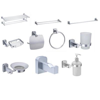 China Modern Silver Aluminum Wall Mounted Bath Hardware Accessory Fixtures Set for sale