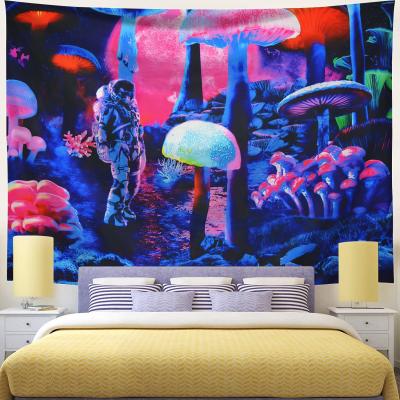 China Art Decor Aesthetic Wall Hanging Psychedelic Night Sky Tapestry Mushroom Wall Tapestry Stars Nature Tapestries For Bedroom for sale