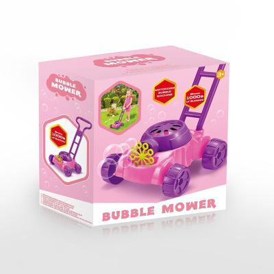 China Toy Outdoor Bubbles Automatic Bubble Soap Car Hand Soap Push Plastic Electronic Blower Continuous Lawn Mower Blowing Machine for sale