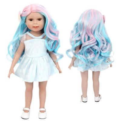 China Cartoon Toy High Quality 18 Inch Curly Doll Hair Replacement DIY Heat Resistant Wigs American Gift Girls Long Making Doll Wigs for sale