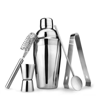 China Amazon Viable Hot Seller 750ml Bar Tools Barware Set Stainless Steel Bartender Kit Cocktail Shaker Set Box for sale