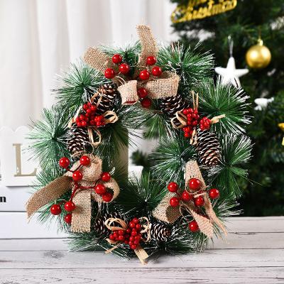 China Fireproof Is Available Drop Shipping Premium Christmas Decoration Artificial Grass Circle Merry Christmas Garlands For Front Door for sale