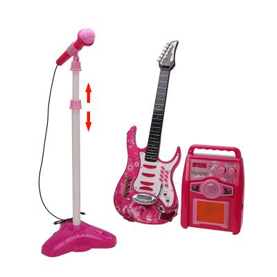 China Cheap Wholesale Plastic Musical Toy Luggage Skateboard Laptop Instrument Battery Operated Musical and Microphone Guitar Toys For Children for sale