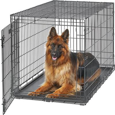 China Breathable Wholesale Black Metal Pet Dog Crate Durable Outdoor Large Folding Pet Dog Cage for sale