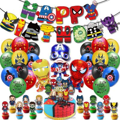 China Party Festival Supplies New Design Avengers Superhero Themed Birthday Party Decorations Anime Game Spiderman Latex Balloons Marvel Superhero Party for sale