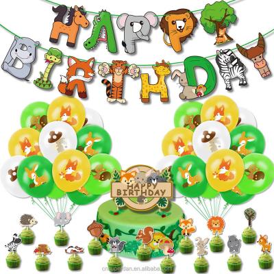 China Party Festival Supplies 2022 Animal Safari Theme Bing Bunny Cake Topper Balloons Birthday Party Favors Jungle Zoo Jungle Birthday Supplies Wall Decor for sale