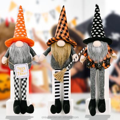 China Party Festival Supplies Superstar Halloween Leg Rudolph Faceless Doll Take Broom Dwarf Hanging Doll New Ornaments Ghost Festival Doll Party Supplies for sale