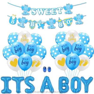 China Party Festival Supplies Gender Reveal Party Supplies It's A Boy Printed Round Balloons Decorations Baby Boy 16Inch Foil Balloon For Baby Shower for sale