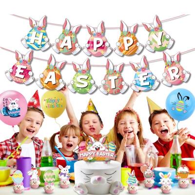 China Party Festival Supplies Easter Bunny Egg Banner Cute Rabbit Decorations Party Balloons Happy Easter Party Decoration Kit For Home Decor for sale