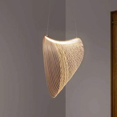 China Artistic Wooden Wabi Room Pendant Lamp Shade Bedroom Designer Modern Bird's Nest Chandelier Dining Room Pendant Lamp for sale