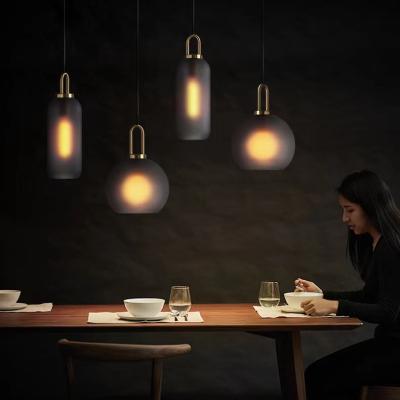 China Modern American Modern Bar Glass Cafe Restaurant Pendant Lights Dining Room Glass Chandelier Lamp for sale