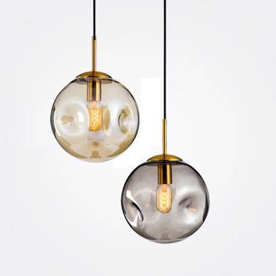 China Modern Dining Room Staircase Ball Chandelier Glass Pendent Lamp Cafe Modern Vintage Hanging Lights for sale